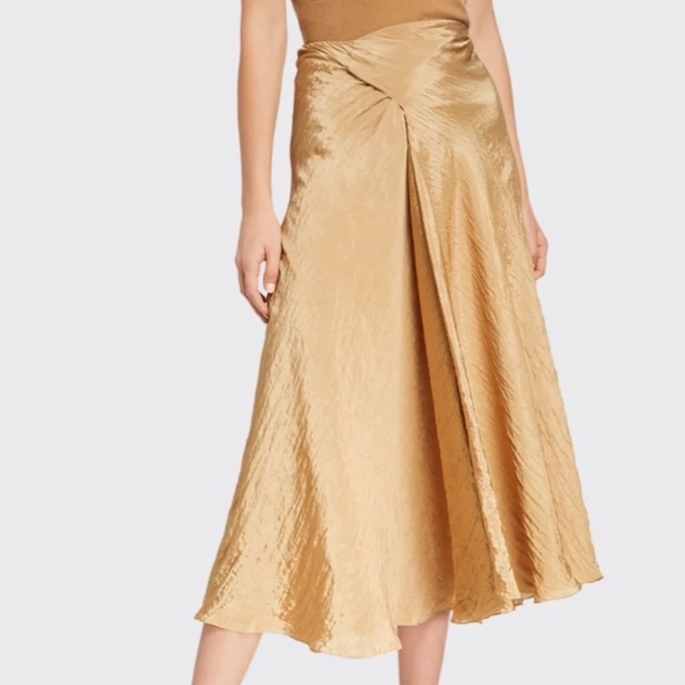 Vince Textured Drape Midi Skirt